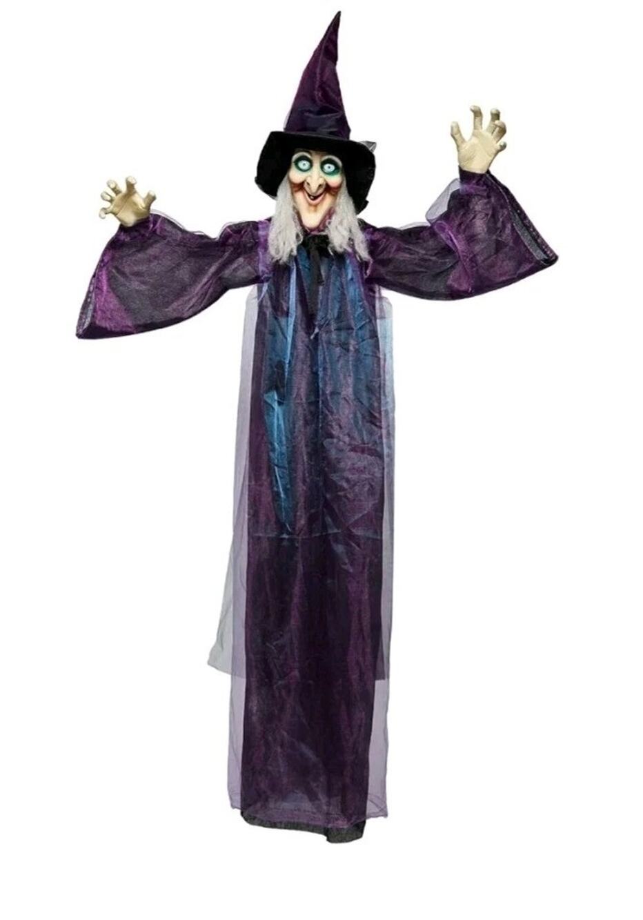 Life Size Hanging Scary Witch Halloween Decor 71" Sound & Touch Activated